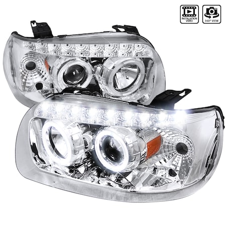 Spec-D Tuning 05-07 Ford Escape Projector Headlight Chrome With Amber Reflector 2LHP-ECAP05-RS